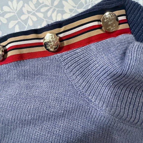 Tommy Hilfiger Blue and Red Crewneck Sweater with Striped Accents size L - Picture 7 of 7